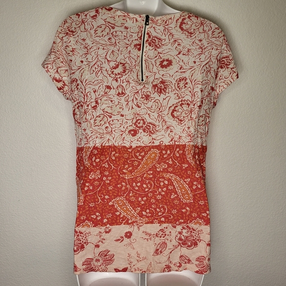 Lucky Brand Short Sleeve Zipper Back Top size Small - Picture 2 of 8